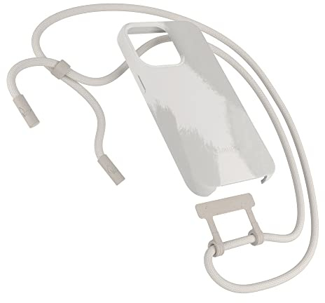 Woodcessories - Nachhaltige Handykette abnehmbar kompatibel mit iPhone 13 Pro Hülle mit Band weiß beige - biologisch abbaubar