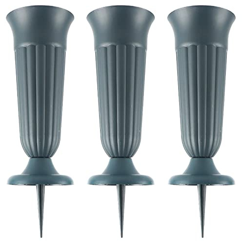 Cemetery Vases with Spikes - Plastic Cemetery Decorations for Memorials and Graves