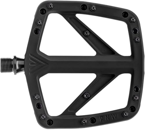 PNW Components Range Composite MTB Pedals - Nylon Flat Mountain Bike Pedals - Sealed Bearings - Wide Platform (Blackout Black)