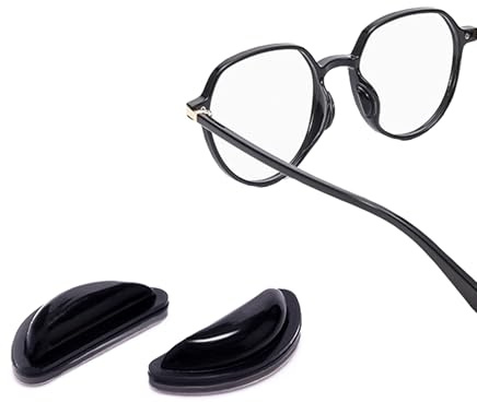 PIPJOY Eyeglass Nose Pads, Adhesive Anti-Slip Nose Pads, Soft Silicone Nose Pad Cushion for Glasses, Eyeglasses, Sunglasses (10 Black Pairs)