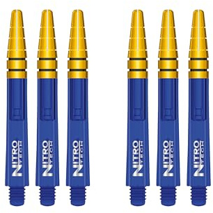RED DRAGON Nitrotech mellanliggande blå och guld dartstjälkar – 2 set per förpackning (totalt 6 stjälkar)