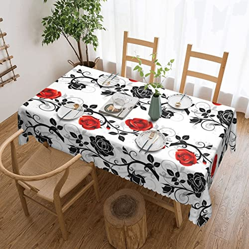 AABSTBFM Nappe rectangulaire en dentelle - 183 x 137 cm - Motif floral rose lierre avec feuilles - Lavable - Imperméable - Sans plis - Décoration de table