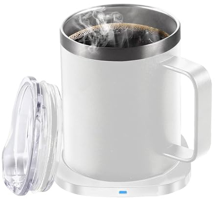 304 Smart Coffee Mug Warmer & Mug Set with Auto-Off Self-Heating Mug | for Coffee Tea Milk Temperature Control Cup Warmer for Desk Home Office Use Stainless Steel 11oz