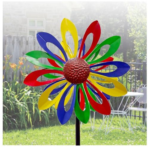 Windrad, Doppelwindrad mit gegenläufigen Rotoren,174CM Windrad Metall Garten Familie, Freunde Und Bekannte,Color