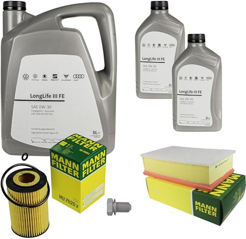 Inspektionspaket Wartungspaket Filterset mit 7 L 0W-30 Motoröl LongLife 3 FE, Ölfilter Luftfilter Ölablassschraube