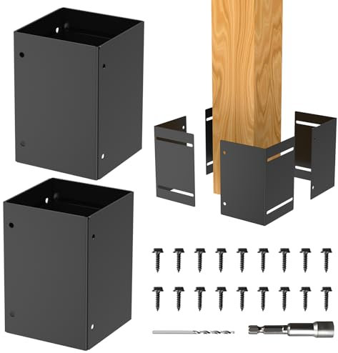 Post Protector, Rustproof Post Base Protectors, Adjustable Range 3.3-6 Inch, Waterproof Fences Guard Bracket for Wood Mailbox Pergolas Gazebos Pavilion Decks Railing