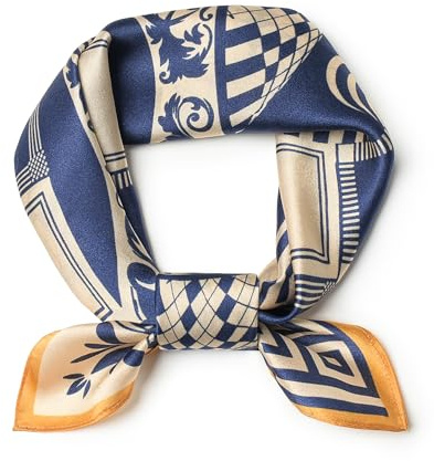 SHIROUYU 100% Mulberry Silk Square Scarf 21'', Lightweight Breathable Neckerchief Digital Printed,with Gift Packed