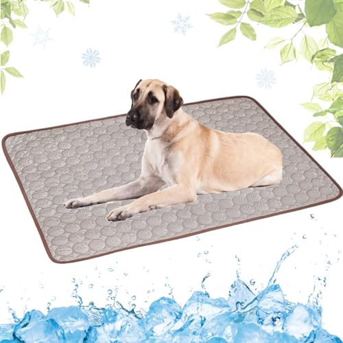 LEZUAN Tapis Rafraichissant Chien Portable, Tapis Rafraîchissant Animaux de Compagnie Lavable, Tapis Chat Auto-Refroidissant pour l'été(Café,100x150cm)