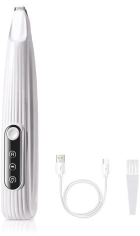 Hunde Pfotenschneider, Geräuscharmer Hundepflegetrimmer Über USB Wiederaufladbar Haustierpflegewerkzeug mit LED Anzeige und Licht für Katzen, Hundehaare, Pfoten, Augen, Ohren Und Gesicht