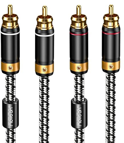 Primeda audiophile RCA cable, 1M/3.2FT 2 rca male to male, used for stereo subwoofer stereo audio cable with silver plated 4N oxygen free copper core and ferrite core