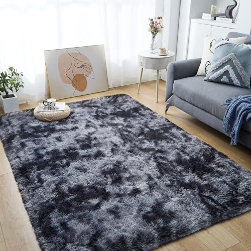 Lommegy Rugs Living Room Fluffy Washable Area Rugs 120 x 160 cm for Bedroom High Pile Non-Slip Modern Rug Shaggy Soft Floor Carpets Mat for Children's/Living Room
