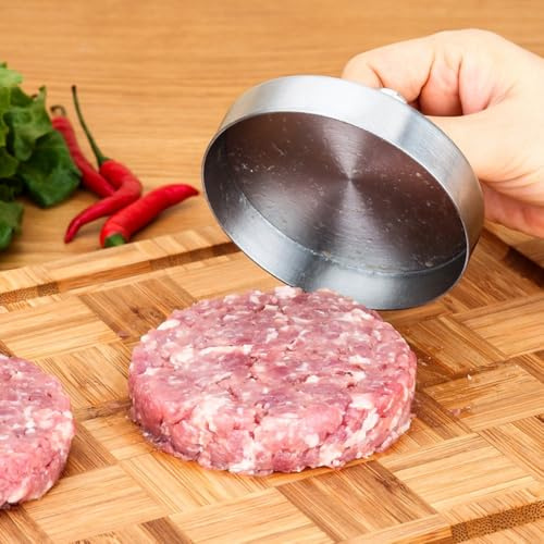 HEBEOT Pressa per hamburger, in acciaio 304, antiaderente, per carne, hamburger, altezza regolabile 3,5-5,3 cm (12 cm)