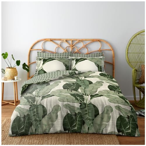 GC GAVENO CAVAILI - Funda de edredón individual (135 x 200 cm), juego de ropa de cama de polialgodón con funda de almohada, fundas de edredón transpirables, ropa de cama reversible y lino, lino suave