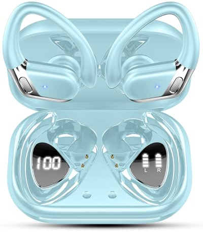Cuffie Bluetooth Sport, Auricolari Bluetooth 5.4 HiFi Stereo, 50H Cuffie Wireless CVC 8.0 Cancellazione Rumore, Ricarica Rapida USB-C, Cuffiette Bluetooth IP7 Impermeabil per Running Palestra Correre