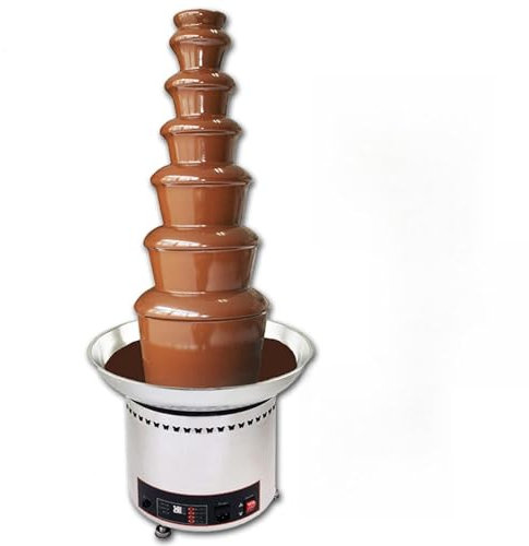 Fontaine De Chocolat En Acier Inoxydable Commerciale, 7 Niveaux 8Kg Grande Machine De Cascade De Chocolat, Tour De Fondue Au Chocolat Chaud Assemblage Facile Pour Nacho Fromage Bbq Sauce