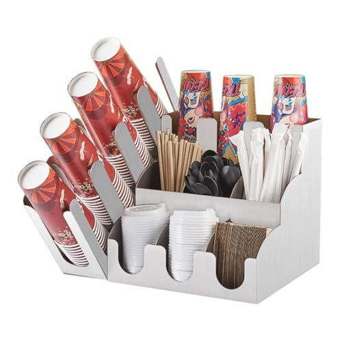 GNBOW Set portabicchieri da caffè monouso, Scomparto Verticale in Acciaio Inox for condimenti da caffè e Organizer for riporre Bicchieri