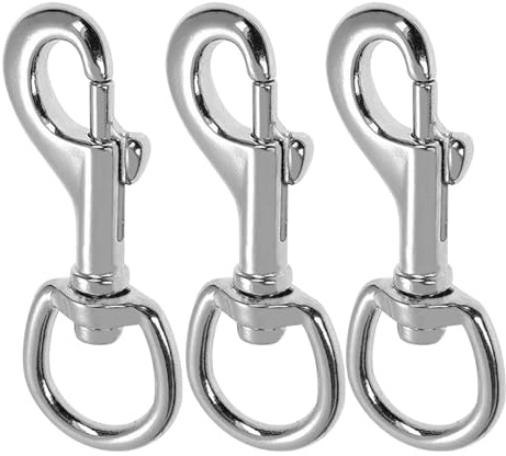 FYHJNC 3 Pack 360° Swivel Snap Hooks, Heavy Duty Zinc Alloy Lobster Claw Clasps, D-Ring Trigger Clips for DIY Crafts Dog Leashes Bag Making Keyrings Camping