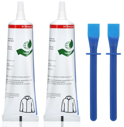2 Pcs Strong Material Glue for Fabric, 60ML Waterproof Fabric Glue Strong, Transparent Washable Textile Adhesive with Glue Application Tool, Fabric Glue for Cotton Denim, Machine Washable Dry Clean
