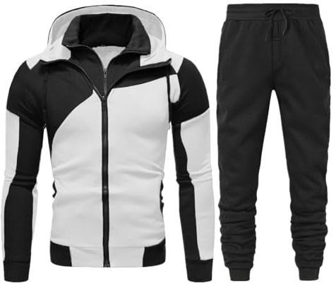 Ensemble de survêtement 2 pièces pour homme avec capuche à manches longues et fermeture éclair complète - Jogging - Pour sports et loisirs - Avec poches - Camouflage - Automne et hiver