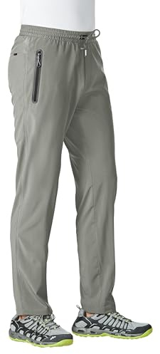 TBMPOY Men's Lightweight Hiking Pants Athletic Workout Pant Quick Dry Sweatpants Fishing Running Active Casual Medium Grey XL