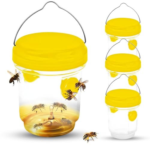 yotutun Trappola per Vespe, Acchiappa Mosche Cattura Vive Anti Api da Esterno Calabroni Cage Trappola Calabroni Catcher per insetti per Patio, Cortile, Giardi (4 Pezzi-Giallo)