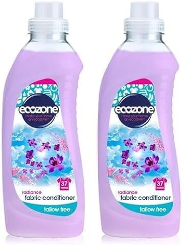 Ecozone Concentrated Radiance Fabric Conditioner, Tallow Free, Gentle Fresh Fragrance, Clothing Softener for Washing Machine Cleaning, Natural Vegan Eco Friendly Plant-Based Liquid (1 Litre/37 Washes)