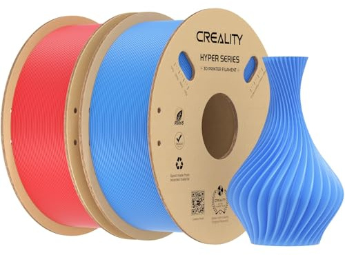 Creality Hyper PLA Filament 1,75mm Bundle 2kg, Hochgeschwindigkeits Filament (30-600mm/s), Kompatibel mit den meisten 3D-Drucker wie Creality K1C K1 Max, Rot & Blau