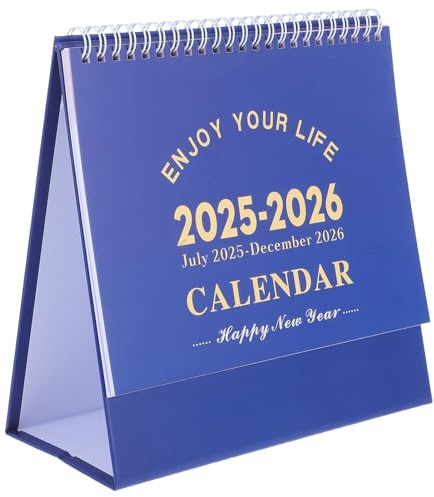 STOBOK Desk Calendar 2026 Monthly Standing Flip Calendar Desktop Planner for Office Home School Teachers Students 20x20cm Dark Blue