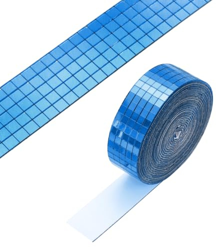 PATIKIL 5x5mm Selbstklebende Spiegel Mosaikfliesen 3600 Stück Blau | Quadratische Mini Glas Mosaik Disco Fliesen Aufkleber Für DIY Bastel Disco Ball Party Deko