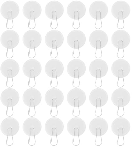 30 Pcs Clear Self Adhesive Ceiling Hooks Without Drilling Ceiling Bracket Hooks with Flagpole Clips Decorative Hooks, Transparent