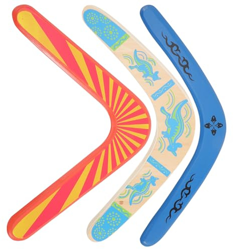 VICASKY 3stücke Junge Mädchen Sport Spielzeug für Draußen Boomerang für Junge Mädchen Holz Outdoor-Spielzeug Bumerangs für Wurf und Fangspielzeug Sicheres Spielzeug für Draußen