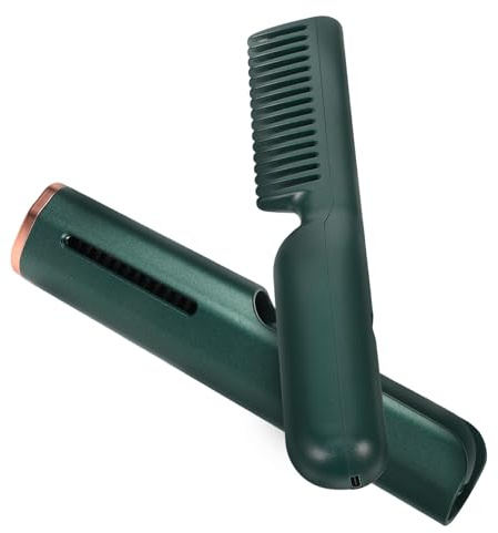 Pettine Elettrico Lisciante per Chioma Portatile, Ceramica Verde | Uso Casa e Viaggio, Riscaldamento Uniforme, Controllo Crespo, per Uomo e Donna, Plastica Ceramica