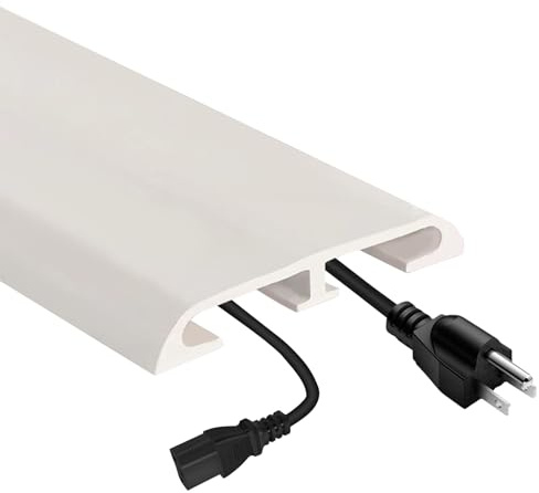 Flexibler Kabelkanal Weiß, Kabelschacht Selbstklebend mit 2 Kanälen, 45mm Breit Kabelabdeckung für bis zu 4 Kabel, Kabel Verstecken Kabelkanäle für Boden, Wand, Fußleisten, Haushalt, Büro (Weiß, 3m)