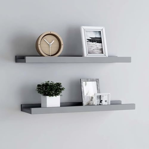 Frdhee Wandregal,Bilderleisten 2 STK. Grau Schweberegal 40x9x3 cm MDF Regalbrett,Hängeregal Ideal für Wohnzimmer,Schlafzimmer,Badezimer,Küche