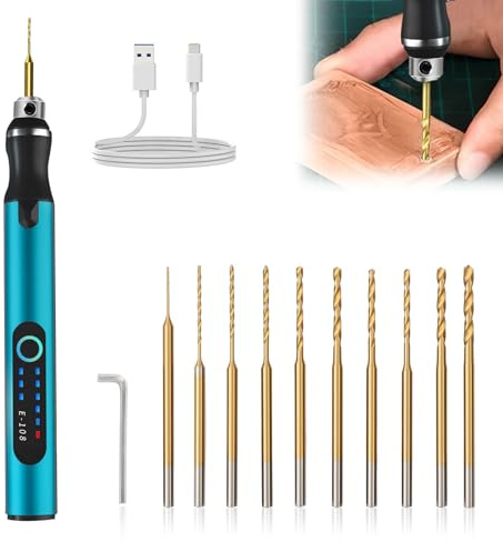 Mini trapano elettrico a 3 velocità senza fili Mini penna per trapano ricaricabile a mano elettrica fai da te con 10 piccole punte da trapano Kit di strumenti per incisione elettrica per gioielli