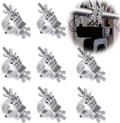 8 stycken snabbspänne scenbelysningsklämma: Truss O-Clamp krokar av aluminium för scenbelysning (48–51 mm), 100 kg lastkapacitet (silver)