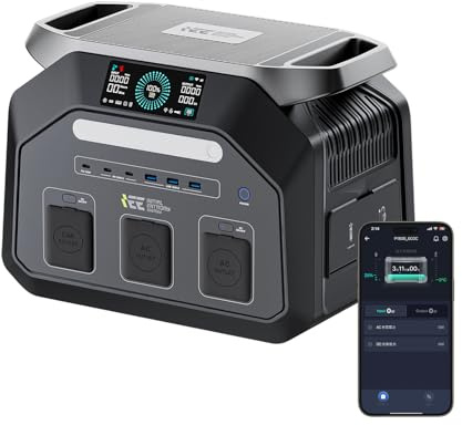 IEE P1800 Centrale Elettrica Portatile 1024Wh Batteria LiFePO4, 1800W (Picco 3600W) Generatore di Corrente Portatile, Ricarica AC 0-100% in 1 Ora, UPS,LCD, Power Station per Campeggio, Casa e Backup