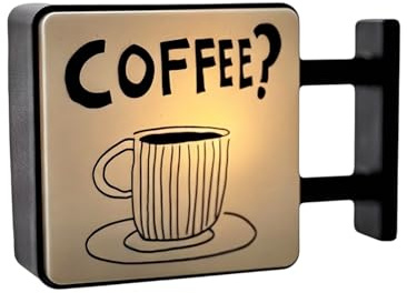 Introti Glowing Coffee Shop - Imán para nevera con luz cálida lateral, lámpara magnética de succión, multiusos, decoración de refrigerador para entrada, dormitorio, mesita de noche
