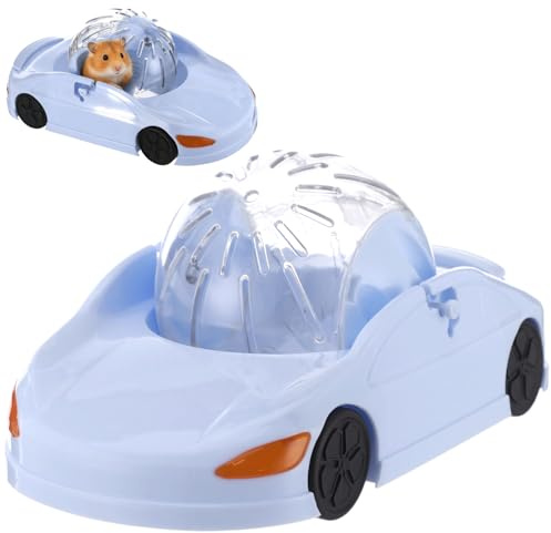 Hamsterträningshjul, hamsterbil löparhjul, transparent boll med 3 lägen, liten bollbil för dvärg gerbil, blå