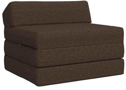 Augerqir Fällbar soffa säng, brungrått tyg 200 x 70 x 10 cm, 2-i-1 bäddsoffa och soffa, vikbar klädsel med skumstoppning, perfekt för vardagsrum, kontor och gästrum