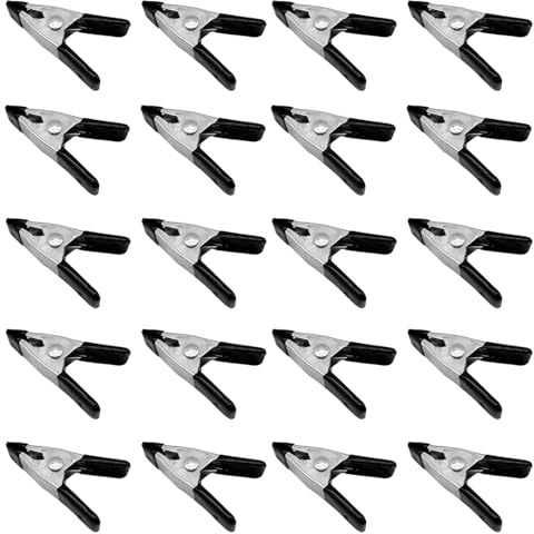 20pcs 2 inch Metal Spring Clamps Spring Clips Clamps Spring Clamps Heavy Duty for Household Clips Sealing Snack Bags Camping Woodworking Clips (Black)
