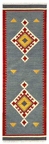 HAMID - Tappeto di Design Orientale Kilim Lori, Tappeti di Lana, Kilim Tessuti a Mano, Tappeti per Sala da Pranzo, Camera da Letto, Soggiorno, Corridoio, Salotto (D.1, 250x80 cm)