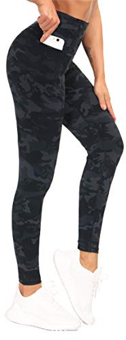 THE GYM PEOPLE Damen High Waist Sport Leggings Stretch Yogahose mit Taschen | Breiter Elastikbund, Flache Nähte, Glatt, Leicht, 2 Seitentaschen, Ultraweich, Zwickel, Wanderleggings für Laufen Gym Yoga