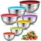 DaiWeier – Juego de 7 cuencos de acero inoxidable con coloridas tapas, cuencos mezcladores, ensaladeras, apilables para almacenamiento mínimo, cocina esencial