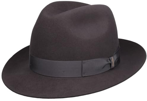 Borsalino Marengo Haarfilz Bogarthut Haarfilzhut Fedora Herrenhut Damen/Herren - Made in Italy Wollhut Filzhut mit Ripsband Winter Frühling-Sommer Herbst-Winter