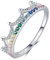 Qings 925 Sterling Silber Kronenring, Prinzessin Ehering mit Bunten Zirkonias Schmuck Geschenke für Mädchen Frauen Damen Geburtstag Verlobung