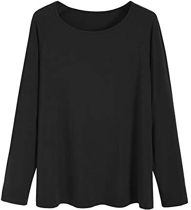 Latuza Women's Viscose Pajamas Top Long Sleeves Sleep Shirt S Black
