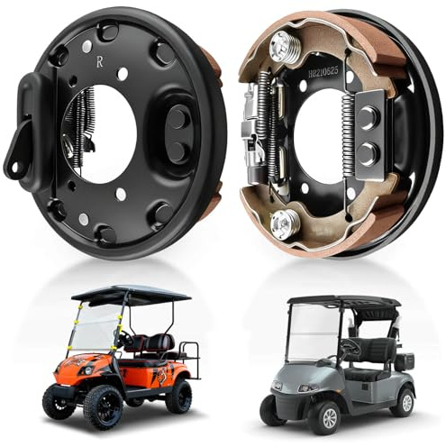 Golf Cart Brake Assembly Rear for EZGO TXT PDS Medalist and Yamaha Golf Carts G14 G16 G19 G20 G21 G22 Driver Side and Passenger Side, Includes Brake Shoes, OEM# 70998-G01 70998-G02 JN6-F7290-03-00