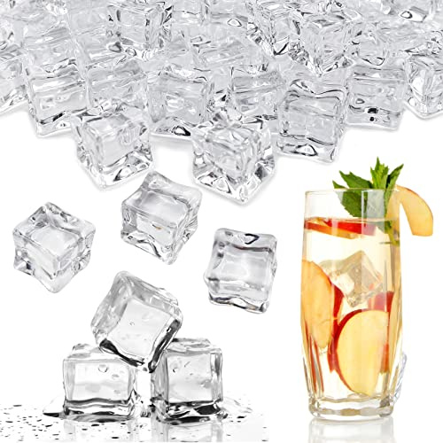 Fake Crushed Square Ice Cubes Artificial Acrylic Crystal Diamonds for Vase Fillers,Table Scatter, Party Favor, Wedding Decoration, Photography Props, Food Display, DIY crafts(square-20MM 50 pieces)