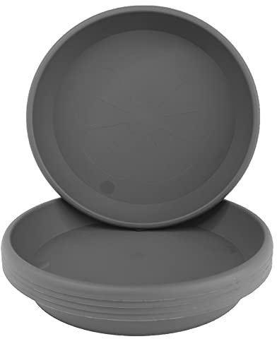 Home Garden Ornaments Plant Pot Saucers Strong Drip Tray Round Tray Plastic Trays Set of 5 (Grey, Diameter: 18.5cm)